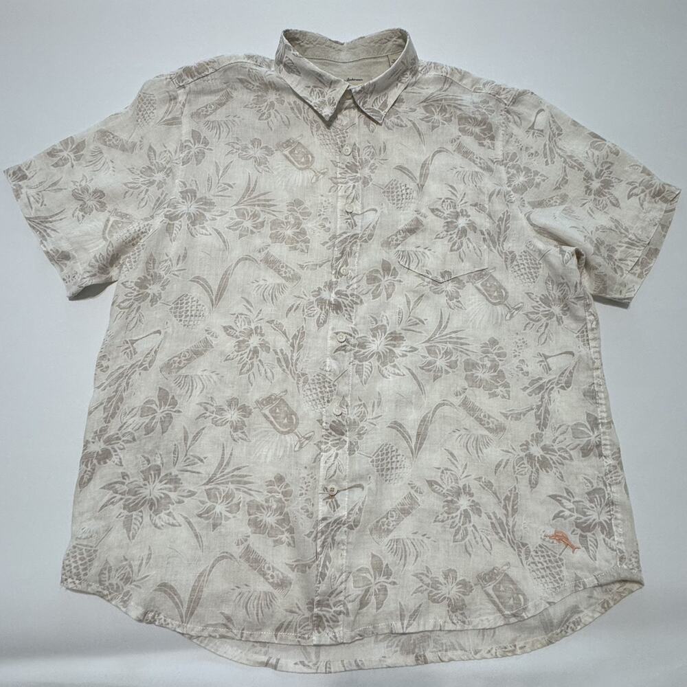Tommy Bahama Shirt Mens XL Linen Hawaiian Floral Print Summer Beach - Picture 12 of 14